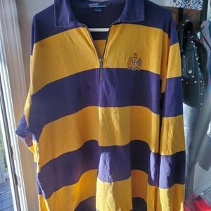 Polo Ralph Lauren Rugby X lrg long sleeve shirt. Heavy material. EUC. Zip collar